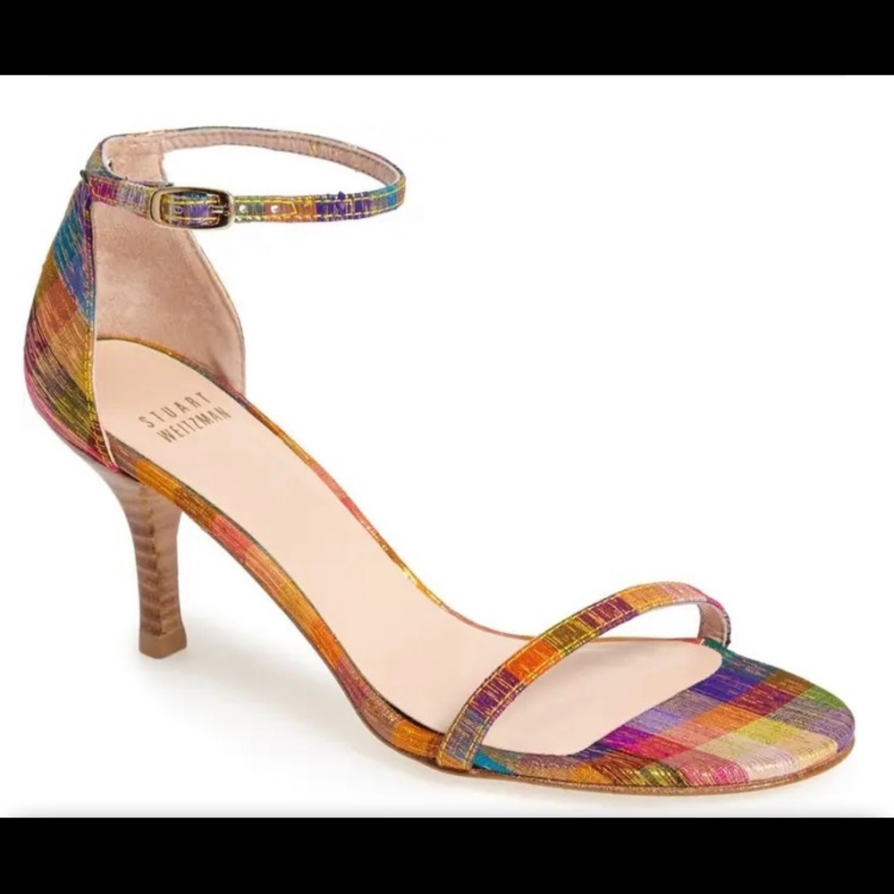 Stuart Weitzman Naked Printed Plaid d'Orsay Sandal